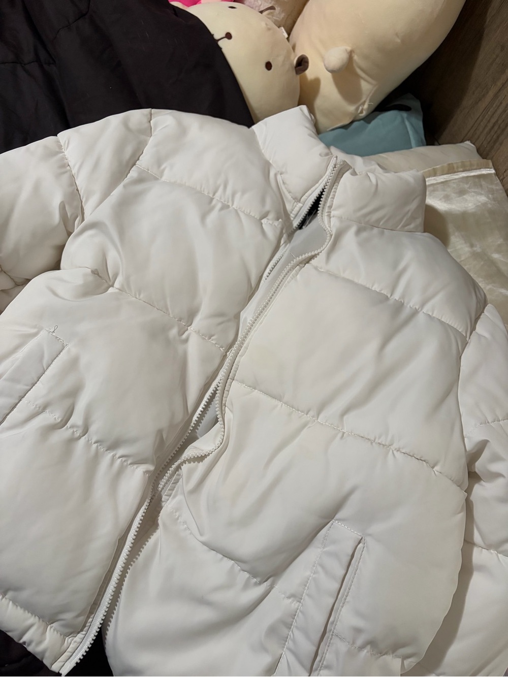 Forever 21 White Quilted Puffer Jacket